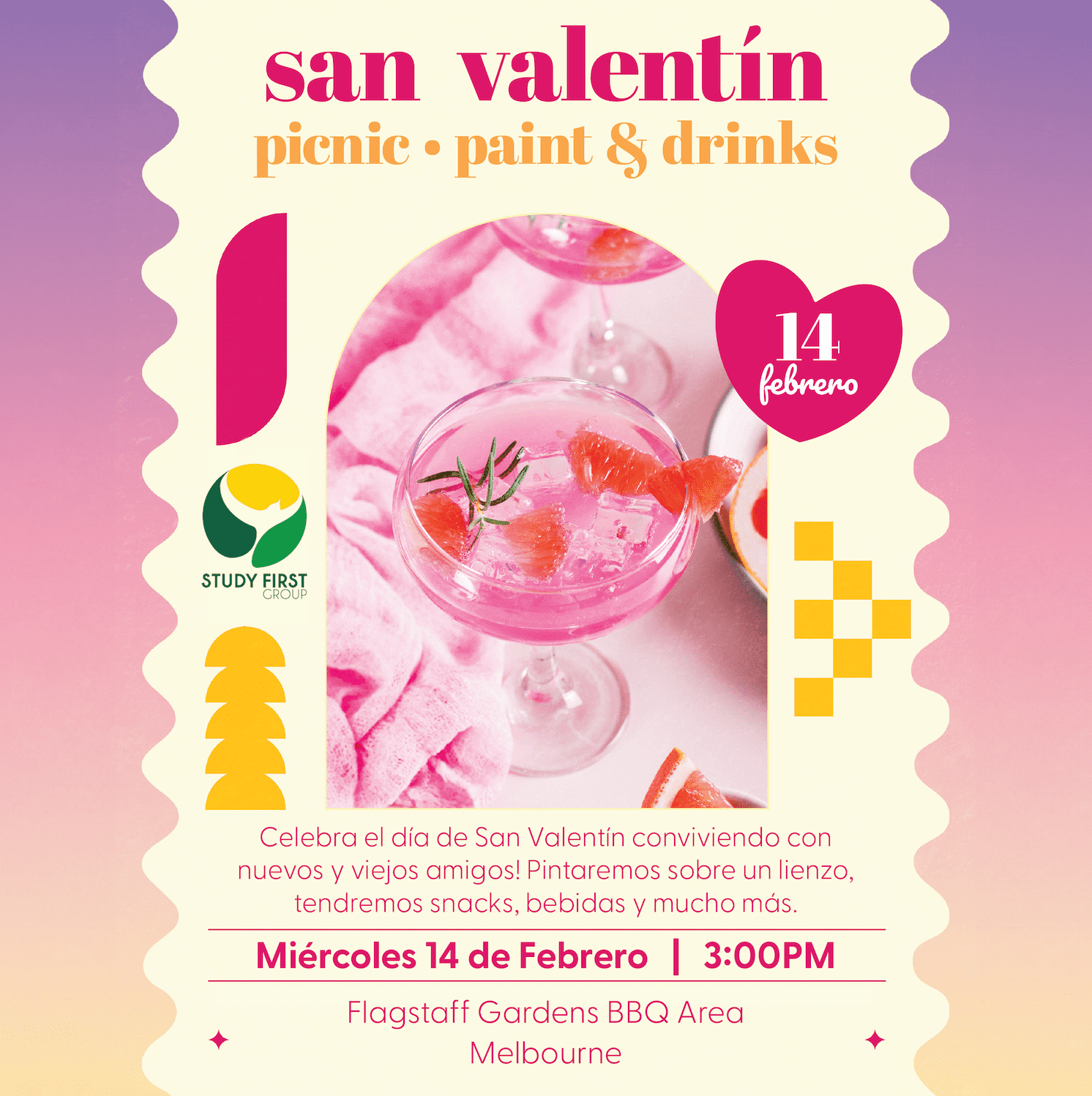 San Valentín paint, picnic & drinks